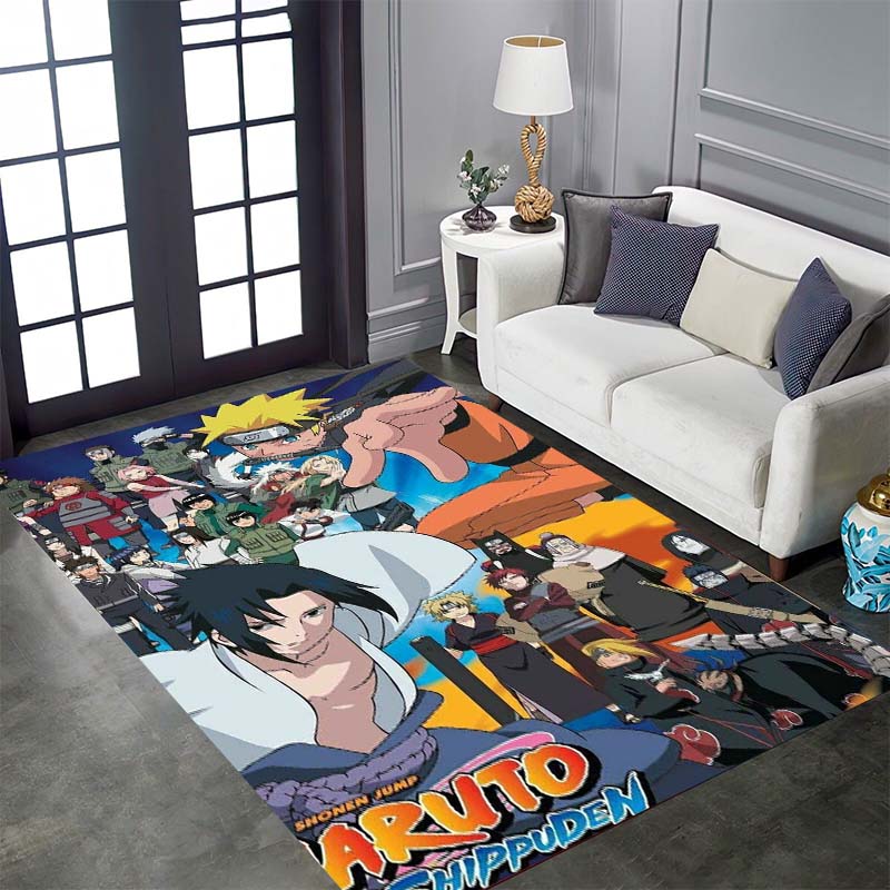 A beautifully designed rug featuring members of the Akatsuki organization from Naruto, suitable for use as a non-slip mat in 003