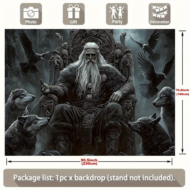 Party Backdrop Viking King Wolves Majestic Fantasy Throne Scene Ravens Event Event Photo Background Party Decor