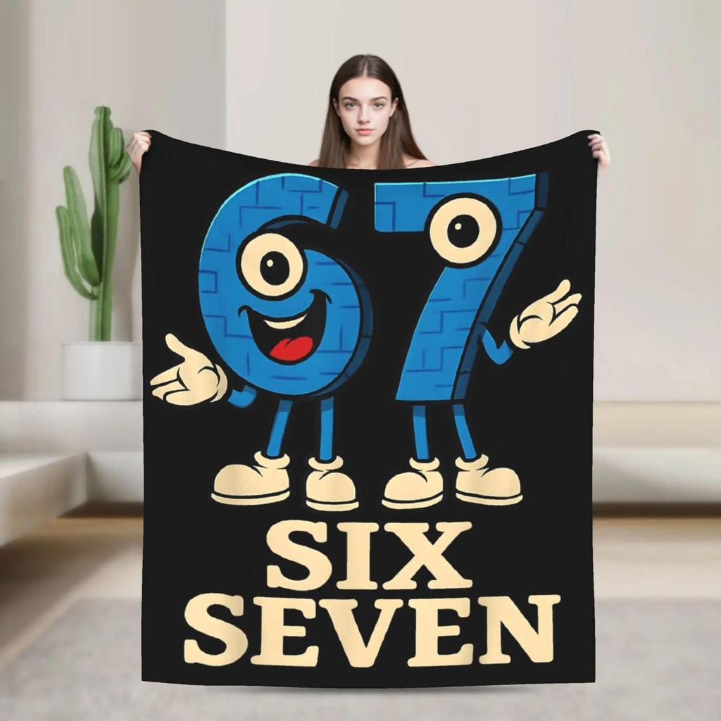 Meme Six Seven Halloween Flannel Blanket Autumn Warm Soft Throw Blanket for Kids Couch Chair Bedspread Sofa Bed Cover