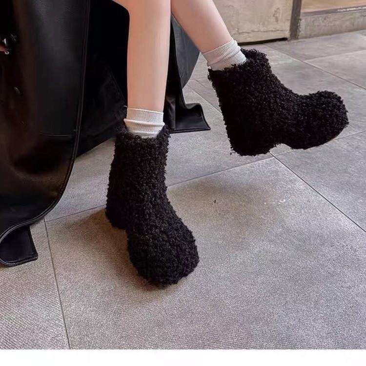 Women's thick-soled plush upper winter lightweight warm anti cold padded snow boots non-slip wear casual sneakers cotton boots