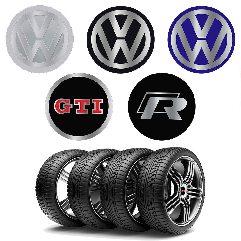 4PCS 56/60/65mm Car Tyre Wheel Center Hub Cap Sticker for Volkswagen VW R Line R32 Touareg Passat Polo 4 Motion MTM Blue Motion