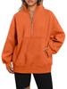 Autumn/Winter European & American Women's Pocket Half-Zip Loose Spliced Stand-Up Collar Fleece Sweatshirt