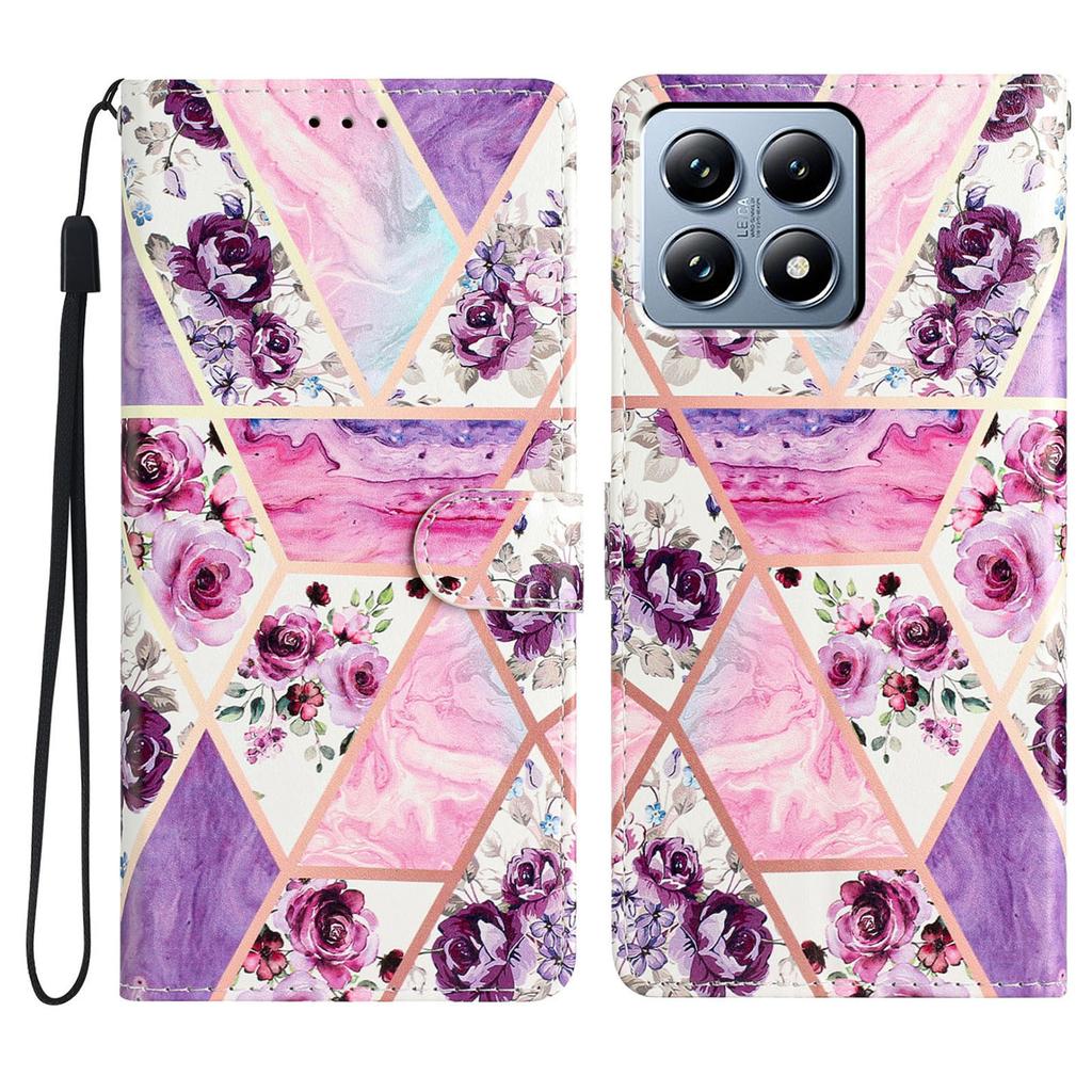 For Xiaomi 14T Pro Wallet Case PU Leather Pattern Printing Stand Phone Cover with Strap