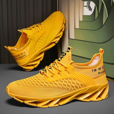 Men's Anti Slip Wear-resistant Running Shoes Mesh Breathable Sports Shoes Outdoor Red Walking Shoes Fashionable 2025 New Style