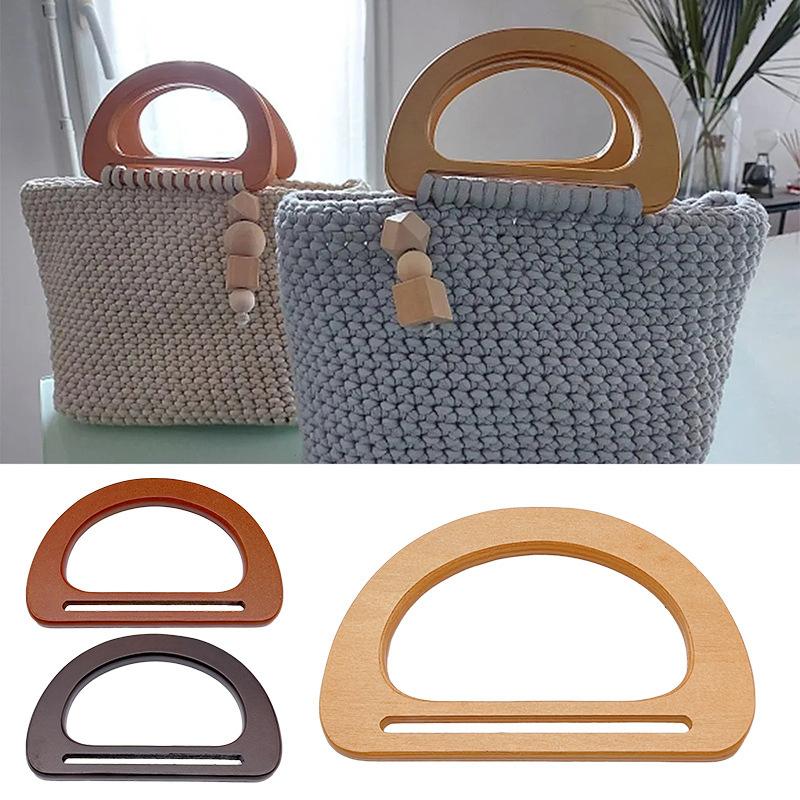 Non-toxic Natural Wood Arch Bag Handle Durable Replacement for DIY Knit Crochet Handbag Craft Making Projects