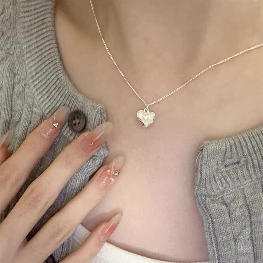 Elegante Damen S925 Sterlingsilber Perlenanhänger Halskette - Leichte Luxus Schlüsselbeinkette