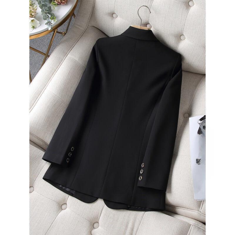 Spring Autumn Korean  Double Breasted Leisure Suit Coat Black Blazer Slim Notched Blazer Formal Clothes