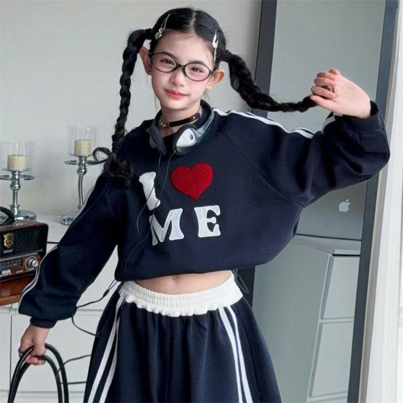 Autumn Children Girls Clothes Set Teenage Letter Pullover & Pants 2pcs Kid Sweatshirts Fashion Tracksuit Outfits Hip-hop Style
