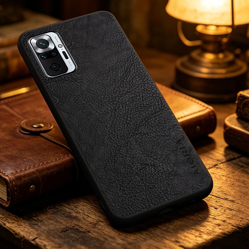 Phone Case: Solid Color Synthetic Leather Phone Case for Xiaomi Redmi Note 10 Pro Max 10S Smart Precise Camera Hole