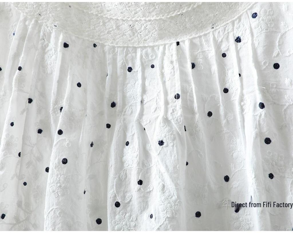 Spring 2026 Women's Polka Dot Embroidered Jacquard Shirt with Back Buttons