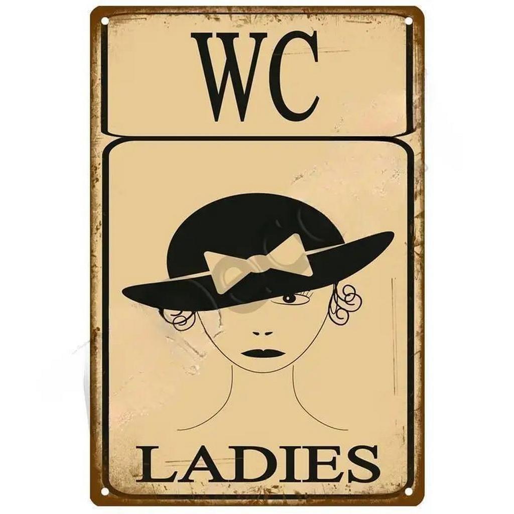 Metallplåtskyltar Tvättrum Toalett Väggdekoration Plakett Vintage Konstaffischer Järnmålning för Mancave Hem Café Klubb Bar