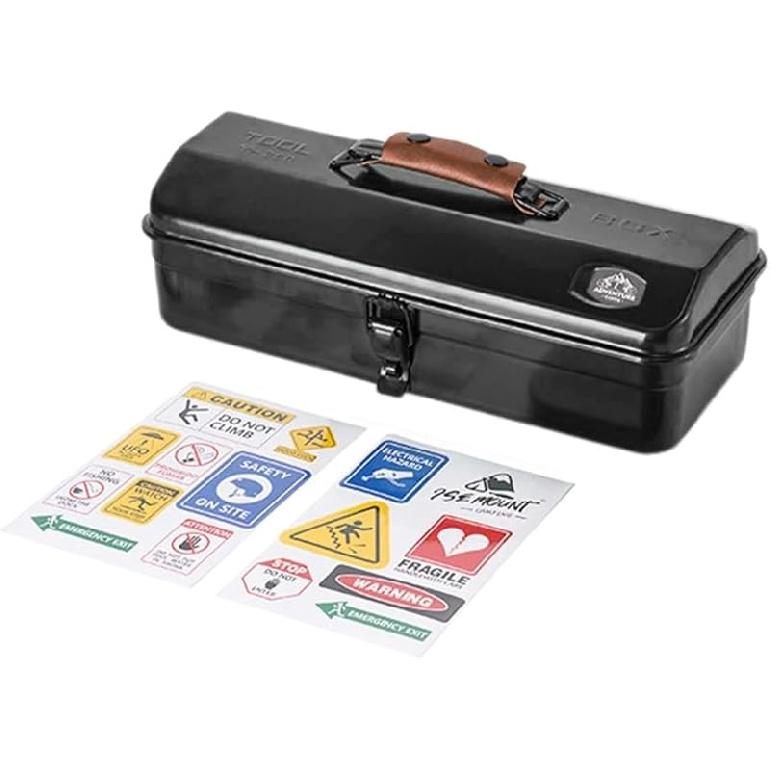 Металлический ящик для инструментов с наклейкой, небольшой ящик для инструментов, портативный ручной металлический ящик для хранения, металлический ящик для инструментов на крыше для использования на открытом воздухе (белый)