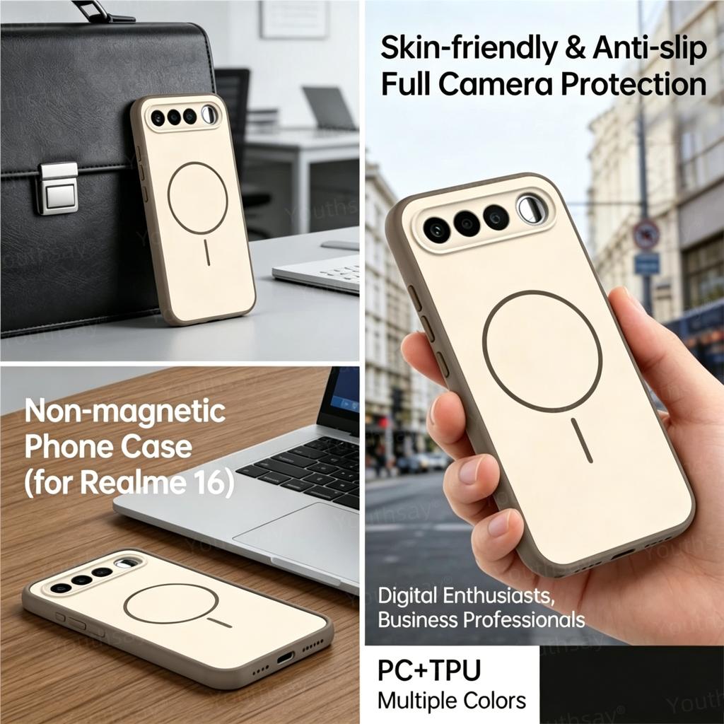 Realme 16 5G İçin Lüks Silikon Kılıf Kapak Realme 16 Kılıflar PC Cilt Hissi Kamera Koruyucu Telefon Kılıfı Realme 16