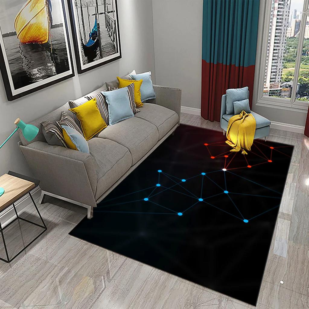 Glänzender Diamant Schwarz Teppich Kreatives Design Teppich für Erwachsene Modern Abstrakt Geometrische Teppiche Schlafzimmer Wohnzimmer Bereich Dekor Fußmatte