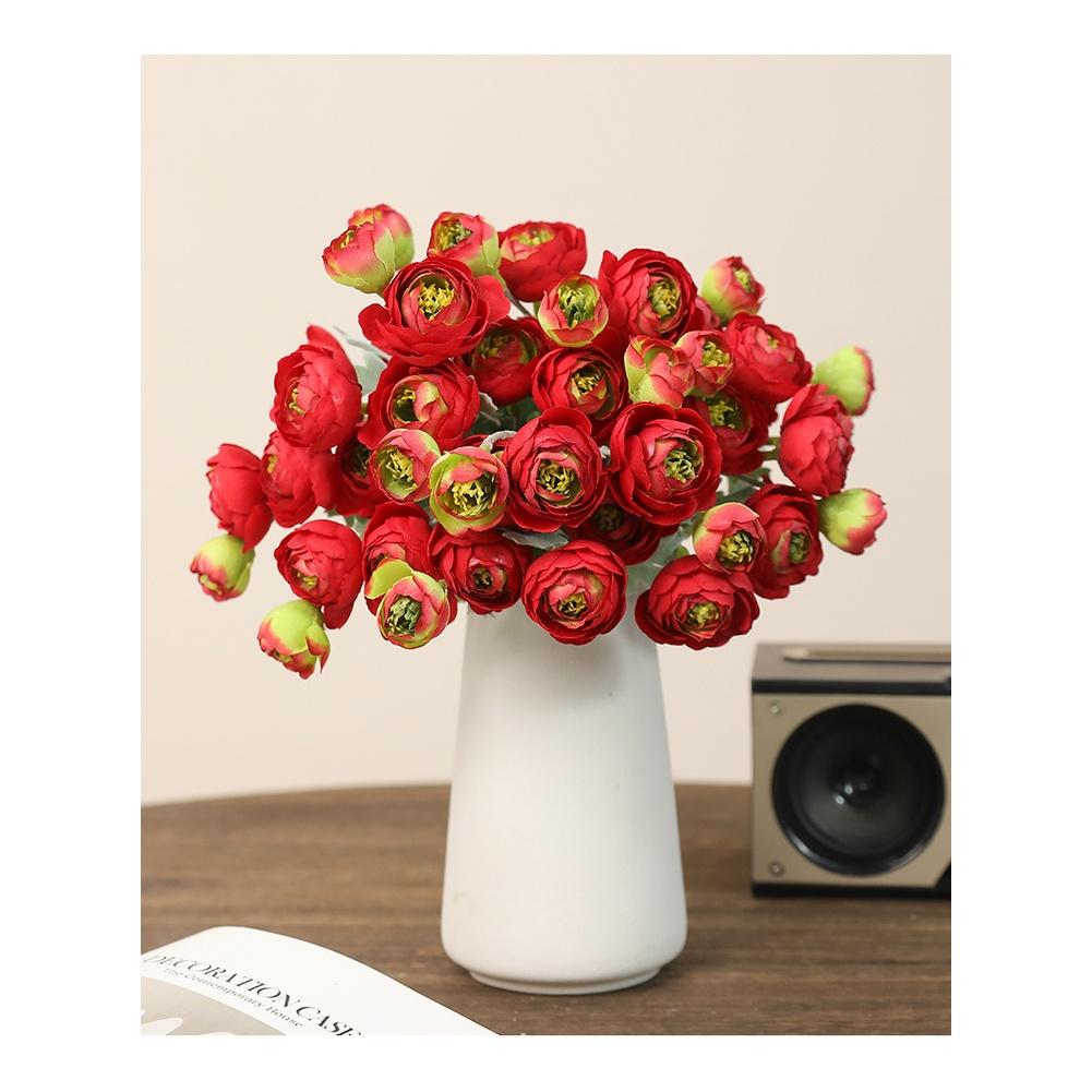 Artificial Camellia Flocked Camellia Silk Camellia Flowers Adjustable Wire Stems