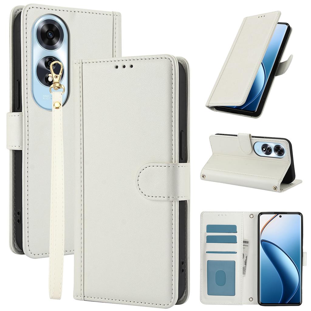 SY-003 For Oppo A60 4G Case PU Leather Stand View Phone Wallet Cover with Hand Strap