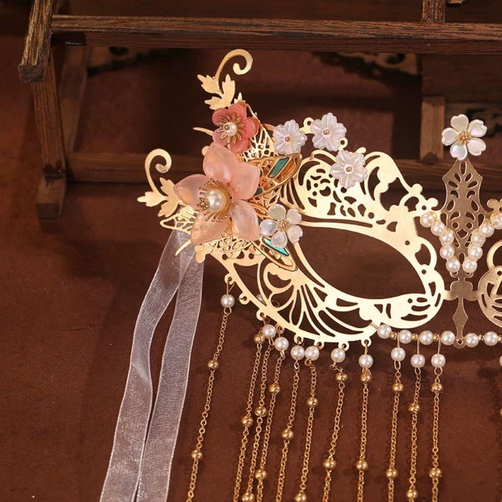 Flower Anonymous Face Cover Chain Women Mysterious Veil Wedding Mask Cosplay Accessories