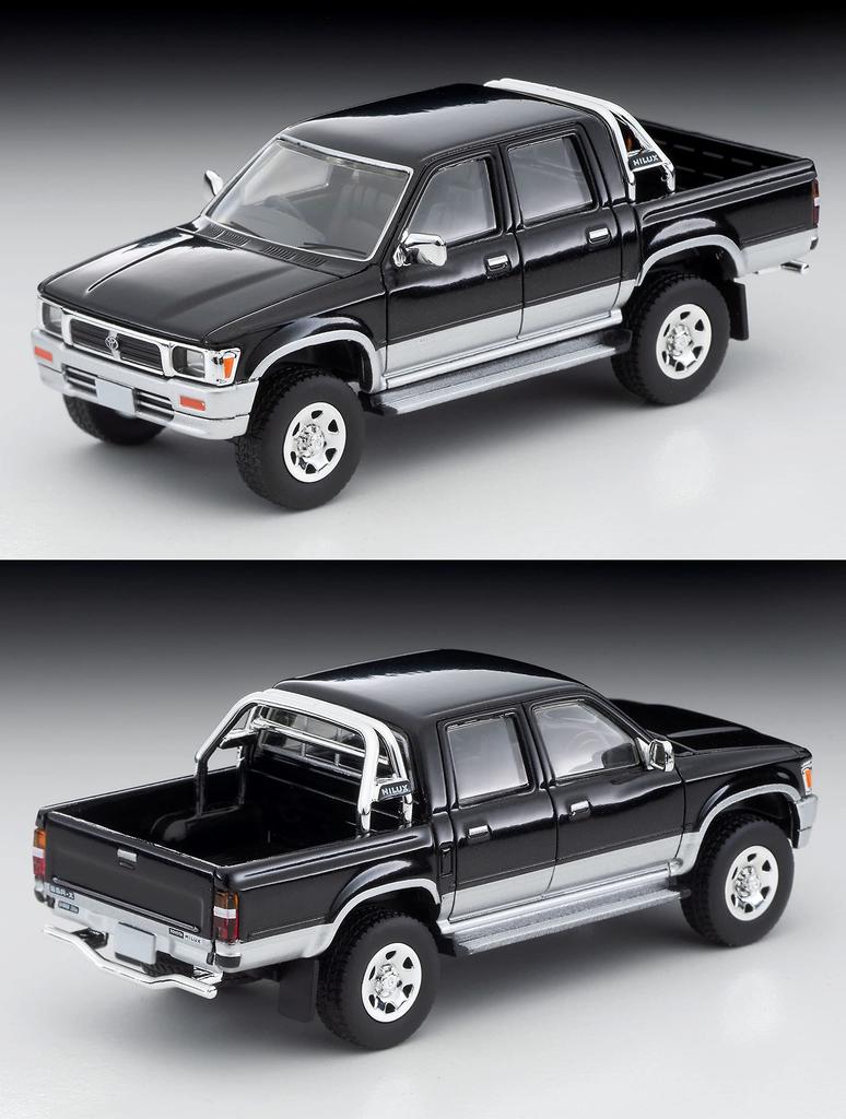 Tomica Limited Vintage Neo Toyota Hilux 4WD Pickup s dvojitou kabinou Vybavený vůz 95letý hotový produkt 324652 1/64 LV-N255c SSR-X černá/stříbrná