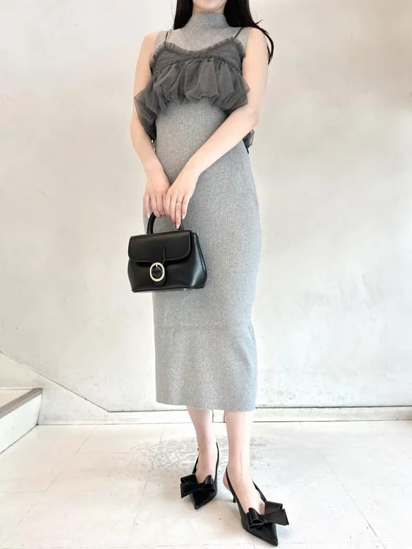 Snidel Tulle Set Knit Dress SWNO244115 GRY Women's