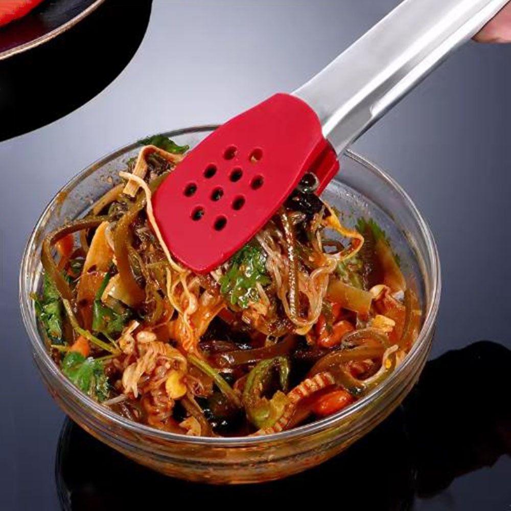 Anti-Scalding Non-Stick Steak Tongs Silicone Head Cake Bread Tong Stainless Steel Tongs  Baking