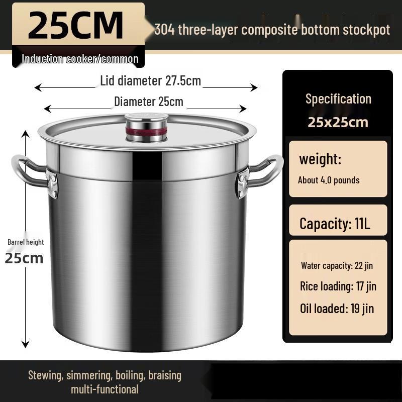 Wutuo 304 Stainless Steel Commercial Round Soup Pot