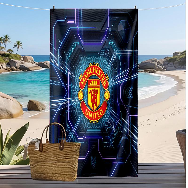 Manchester United Printed Beach Towel Quick Dry Soft TowelPortable Large Rectangular Beach Blanket for Travel Swimming Pool