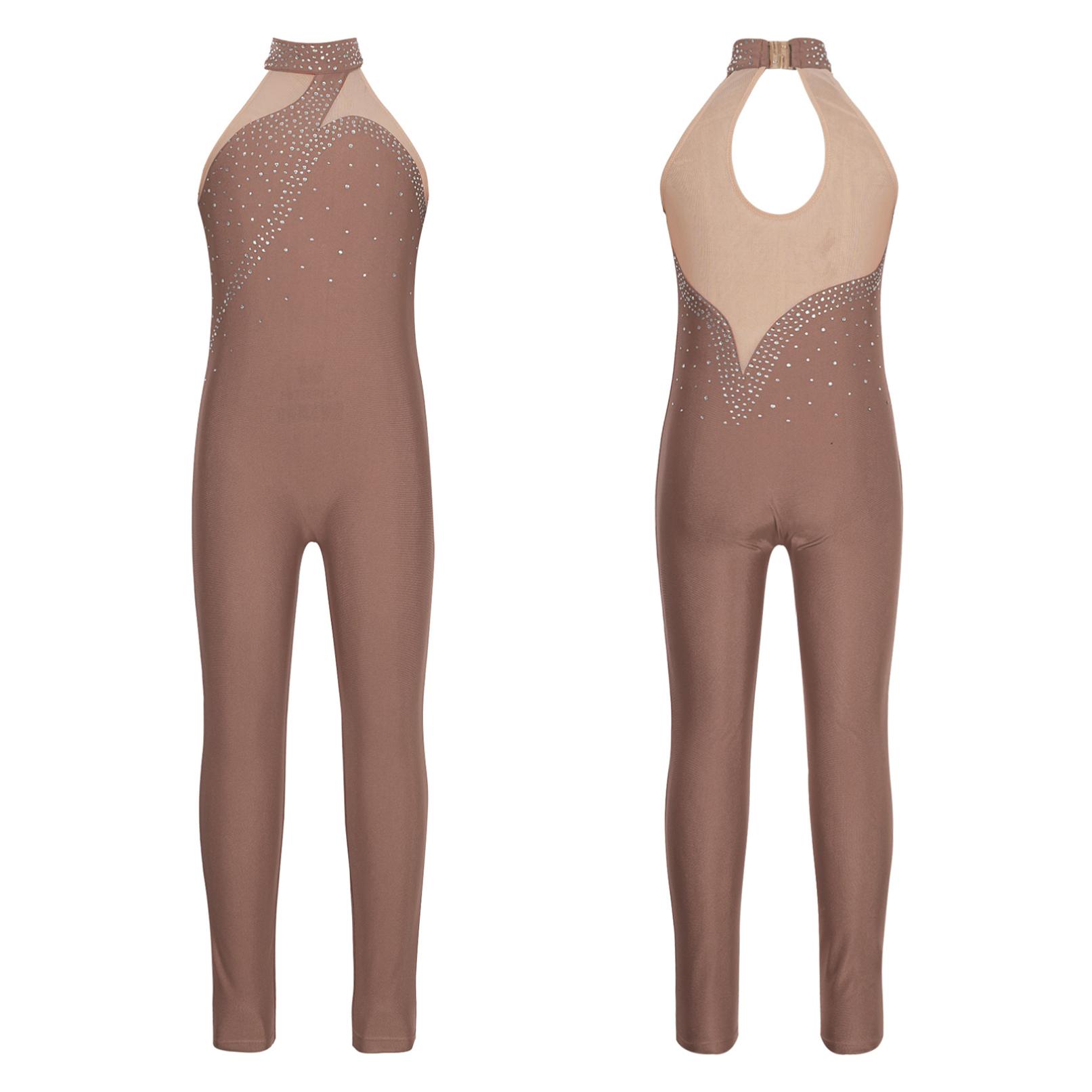 

Дитяче гімнастичне купальник для тренувань, танцювальний комбінезон без рукавів, прозора сітка, клаптева боді для катання на ковзанах 7-8 Years