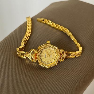 Adjustable Golden Bracelet Watch Polygonal Dial Quartz Watch Trendy Women's Watches Birthday Gift