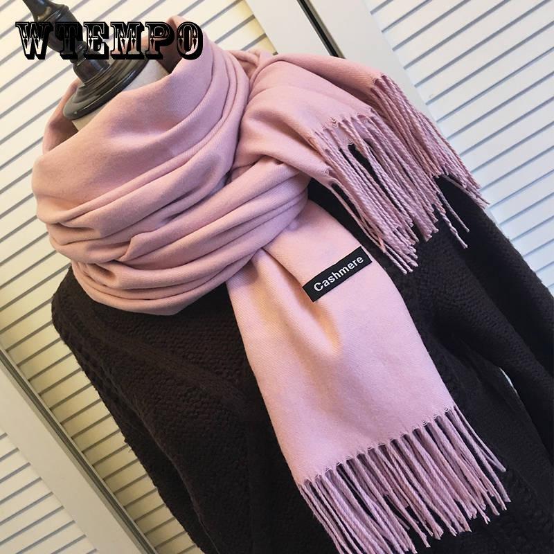 

Женские однотонные кашемировые шарфы с кисточкой, женский длинный шарф, женская шаль, мужской шарф
