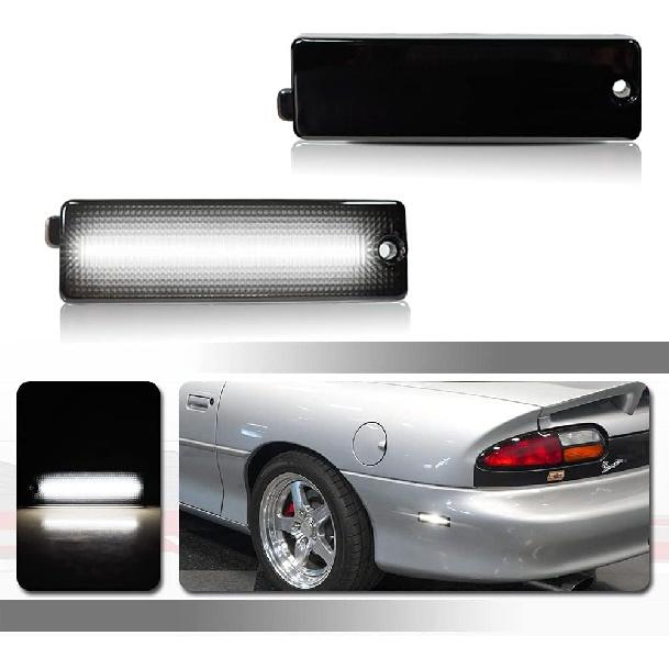 Full Red Led Lamps Smoked Lens kit Compatible With 1993-2002 Chevy Camaro Rear Bumper Side Marker Lights