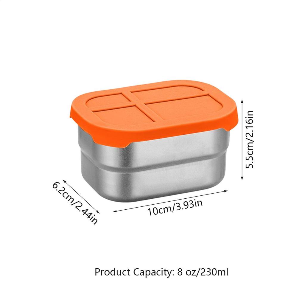 6pcs Stainless Steel Student Food Box 8 Oz Leak Proof Food Storage Containers With Silicone Lids School Lunch Supplies Storage
