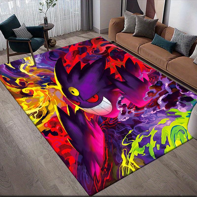 Gengar Flannel Pattern Square Carpet,Area Rug,Carpet Rug for Living Room Bedroom Sofa Playroom Decor,Non-slip Floor Mat