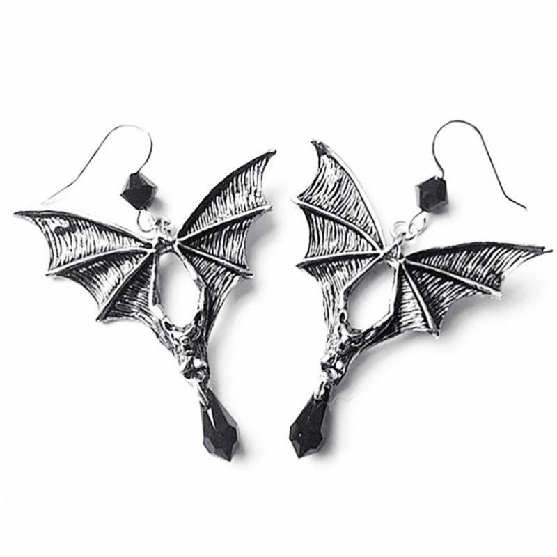 Hot Bat Drop Halloween Earrings, Gothic Style
