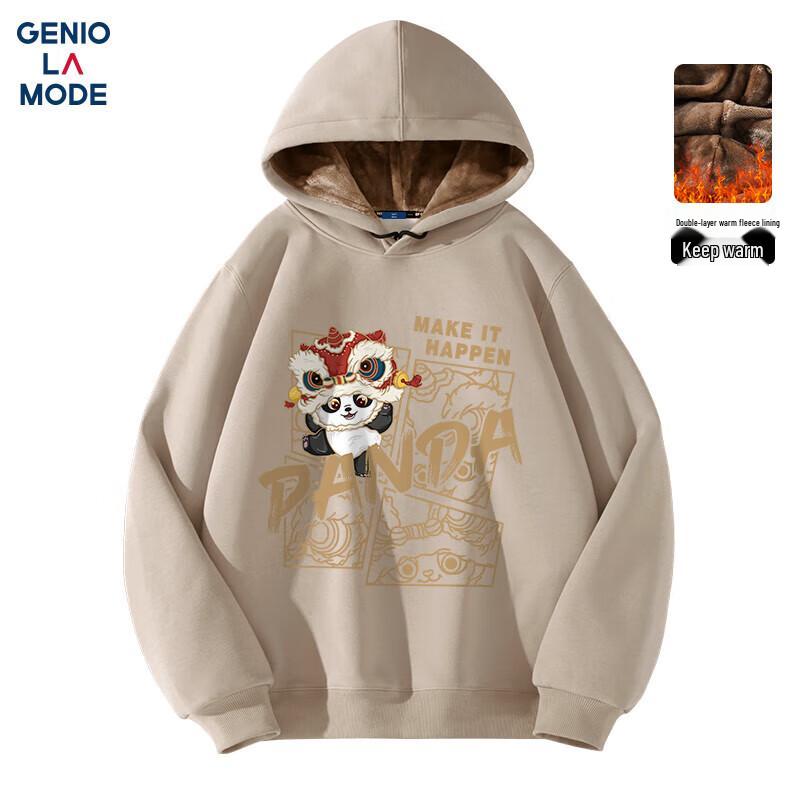 

GENIOLAMODE Men s Panda Print Hooded Fleece Sweatshirt XL