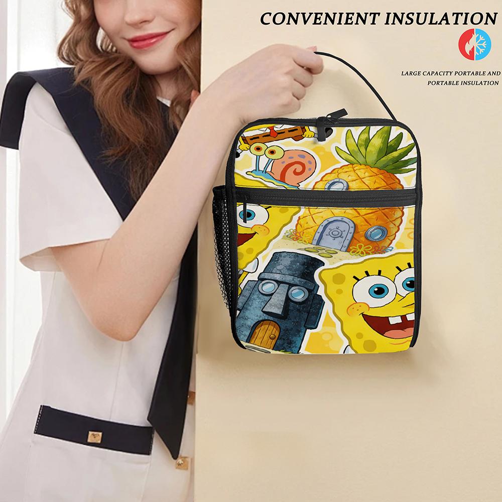 SpongeBob Pineapple House Insulated Lunch Bag Classic Bikini Bottom Thermal Cooler Tote for Daily Use One Size