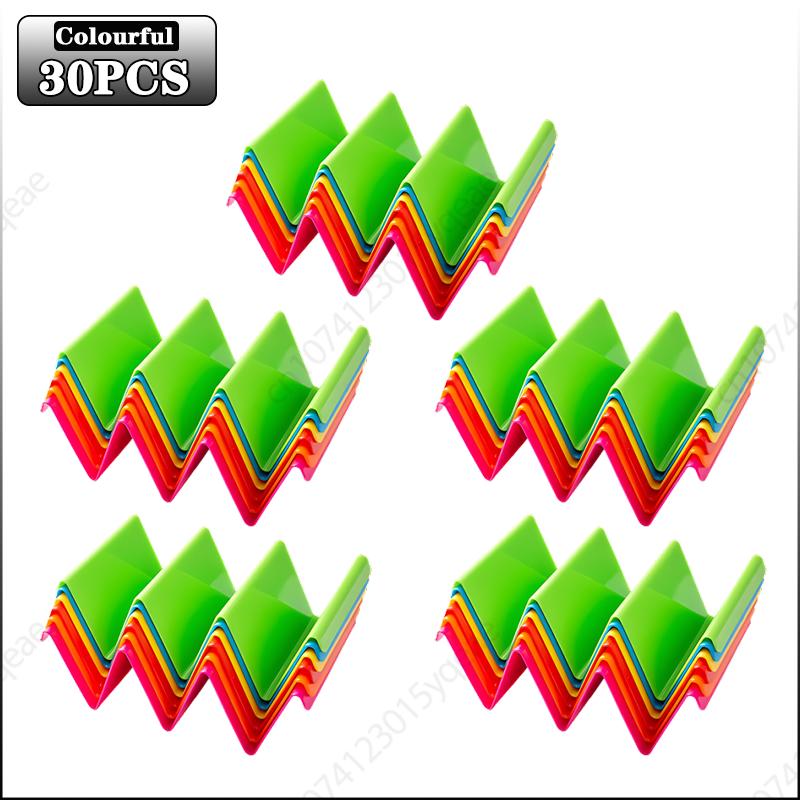 1-30PCS Taco Holder Mexican Pancake Rack  Multicoloured Wavy Taco Holder Tortilla Tray Food Tray Rack Kitchen Baking Tools