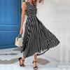 Women's Dress Casual Round Neck Striped Sleeveless Dress