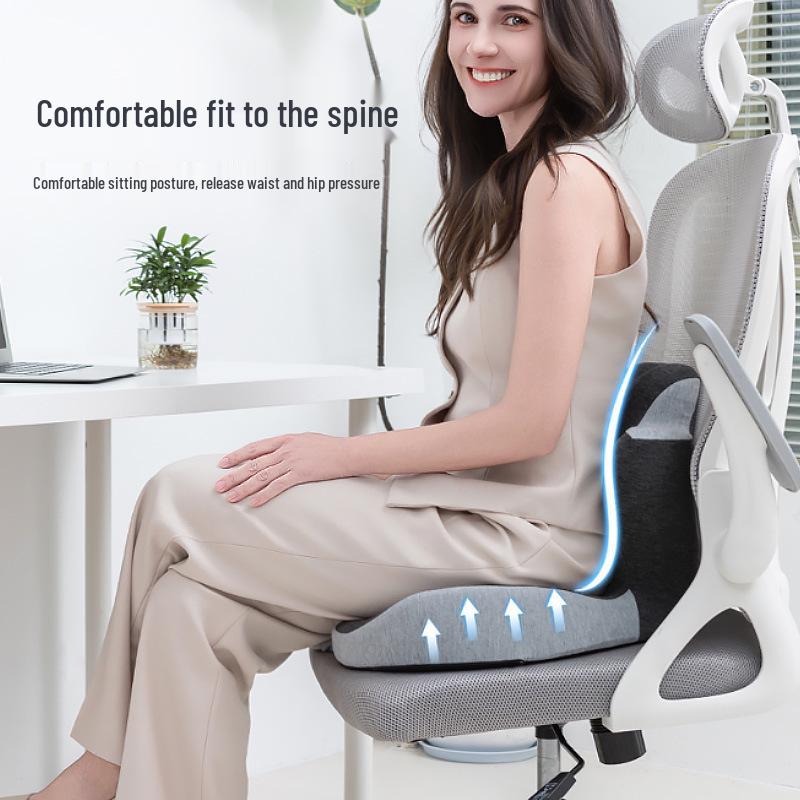 Ergonomic Memory Foam Car & Office Seat Cushion with Integrated Backrest and Lumbar Support