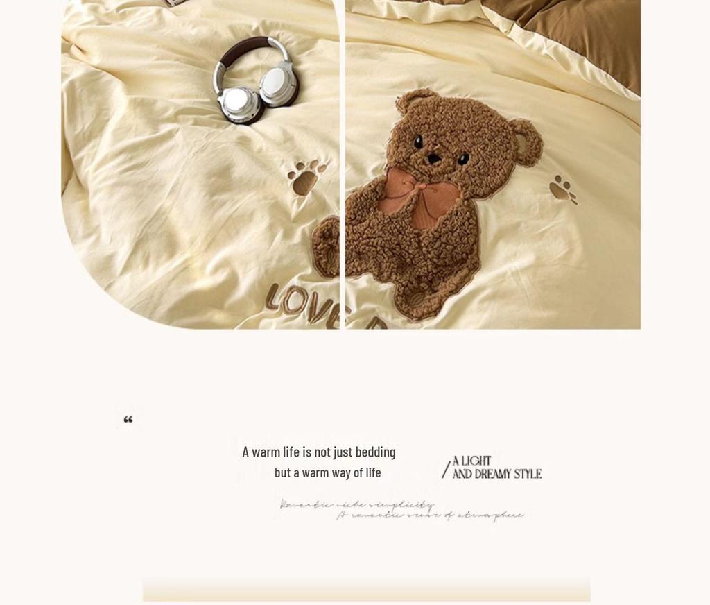 Cartoon Soft Cotton Washable Single Bed 3-Piece Set: Fitted Sheet, Flat Sheet, Skin-Friendly