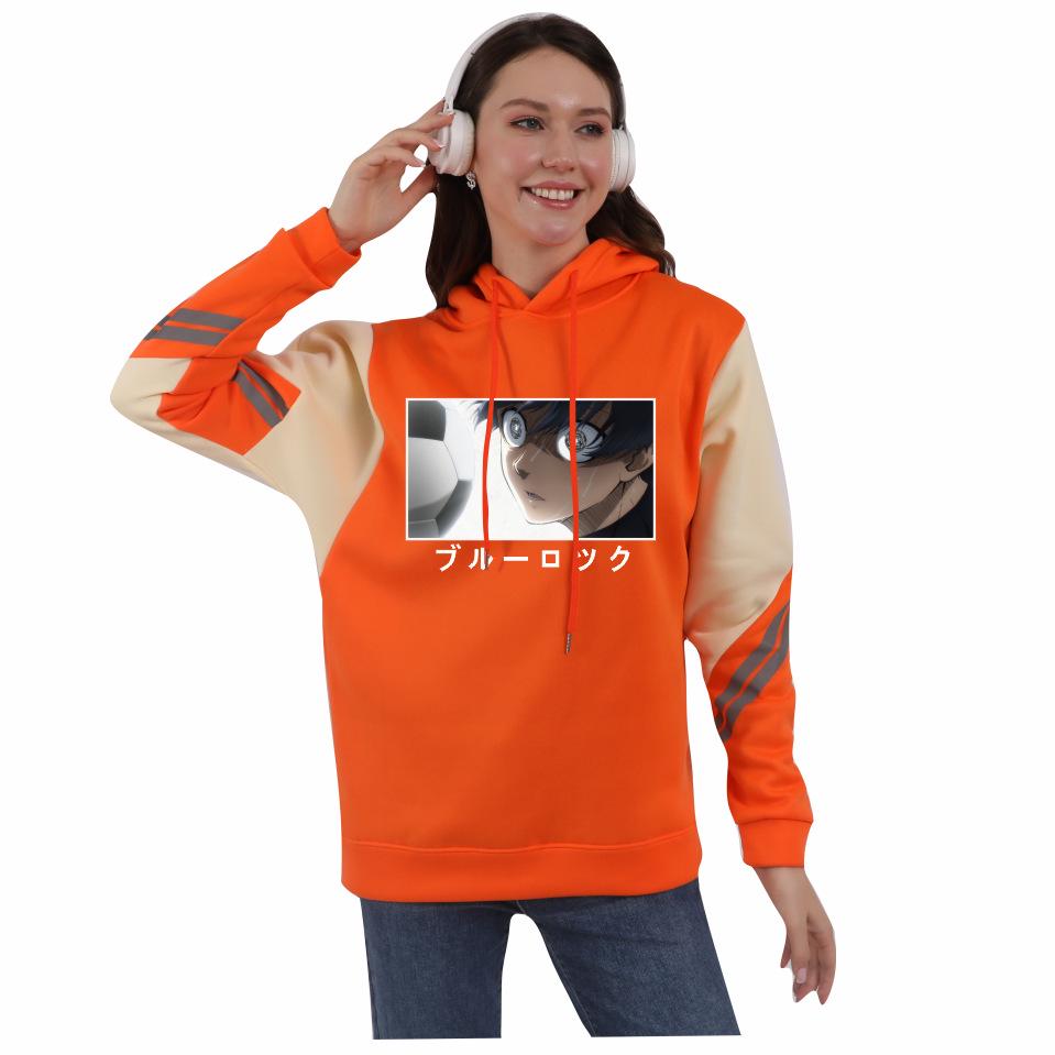Blue Lock Print Men's Patchwork Hoodie