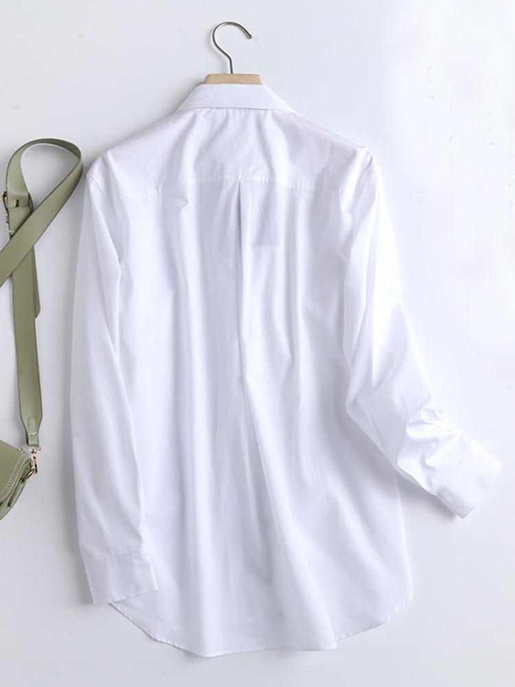 Withered England Style Office Lady Simple Fashion Poplin Solid White Blouse Women Blusas 2025 Shirt Women Tops