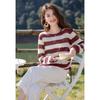 Mocana Women's Striped Long Sleeve Knit Top with Drawstring Hem