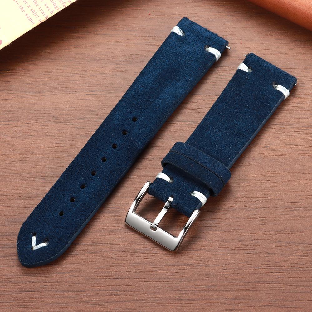 Genuine Suede Leather Watch Strap Vintage Brown Watch Band 18mm 20mm 22mm Quick Release Watchband for Omega Business Wristband