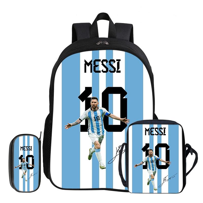 Leer, Reizen School Schoudertas, Etui, Sport Rugzak M-Messi Kinderen 3-delige Set Rugzak Voetbalster Rugzak Cadeau