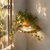 Luxury Metal Wall Organizer Floating Shelf with LED Light, Modern Gold Display Rack Shelves Led Lights for Plants Book, Space Saving Mounted