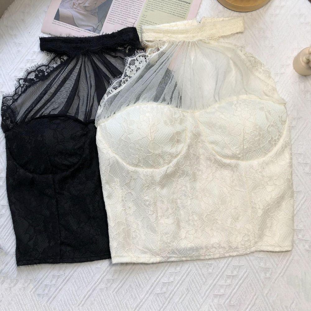 Slim Fit Lace Camisole Hollow Suspender Vest Streetwear Lace Halter Corset  Ladies