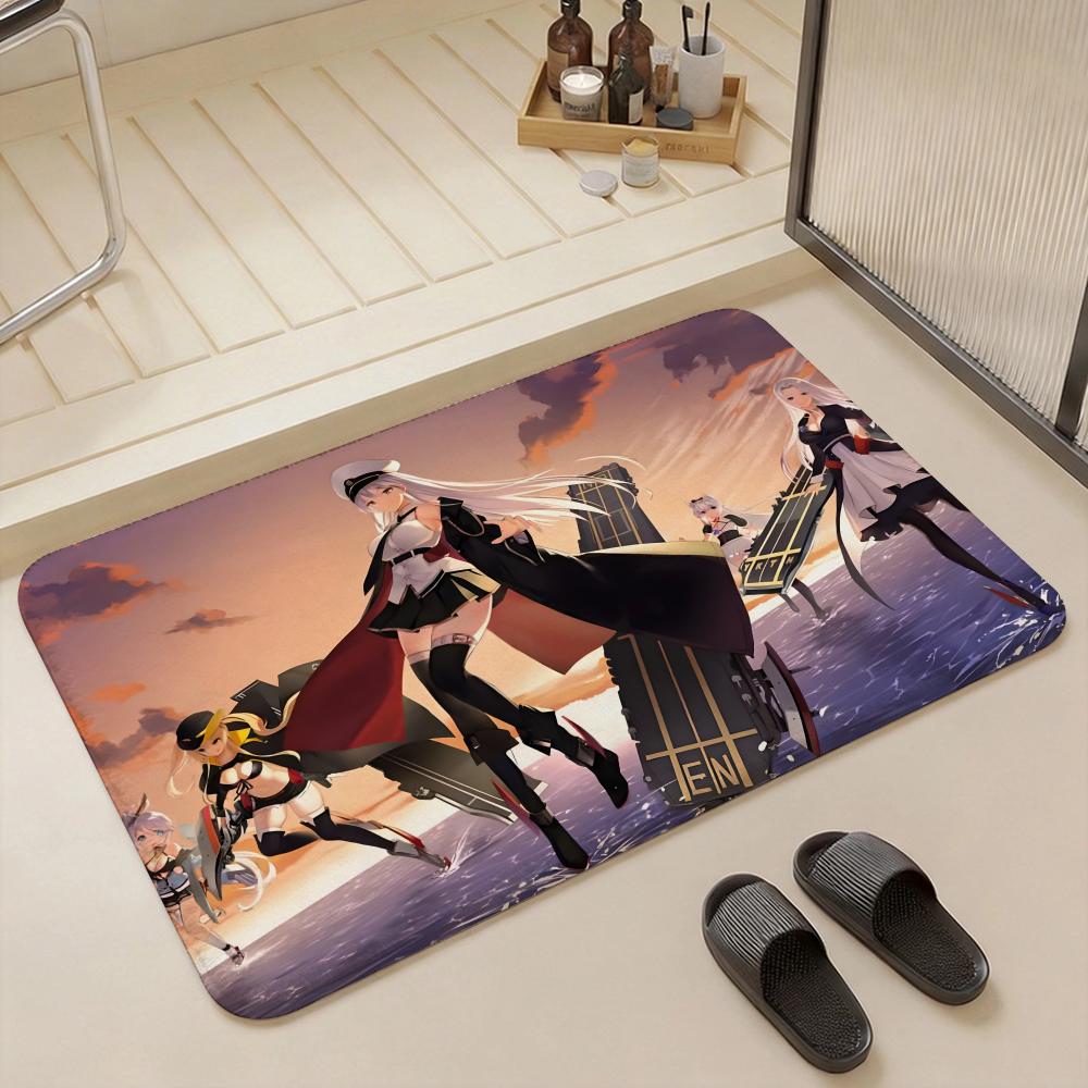 Game A Azur Lane Floor Mat Eco Flannel Doormat Non Slip Odorless Indoor Floor Rug Soft Short Plush Home Mat