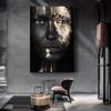 Pinturas a óleo femininas douradas e pretas, pôsteres e gravuras femininas africanas, decoração de sala de estar Cuadro, paredes modernas