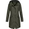 Women Solid Rain Outdoor Plus Size Hooded Raincoat Windproof Long Jacket Coat