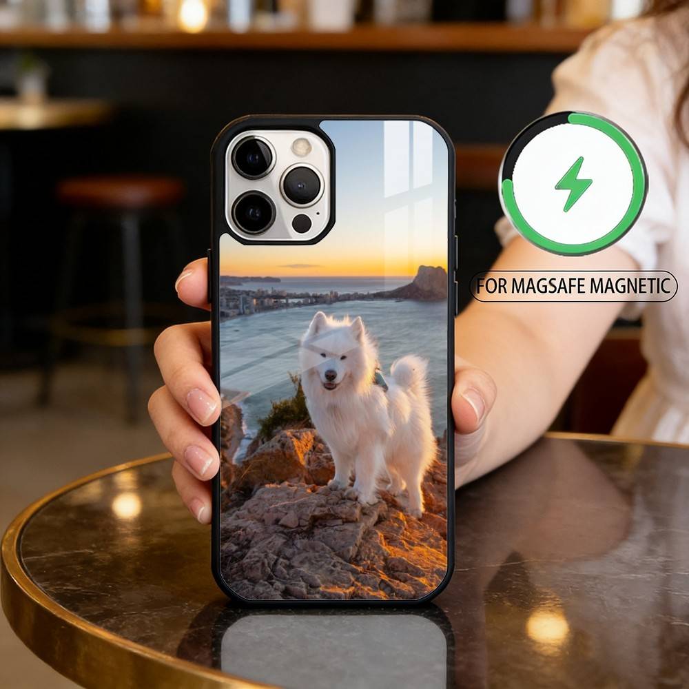 Cute Pet Dog Samoyed Magnetic For Magsafe Wireless Charging Phone Case For iPhone17,16,15,14,13,12,11 Plus,Pro Max